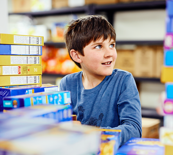 Boy at food pantry