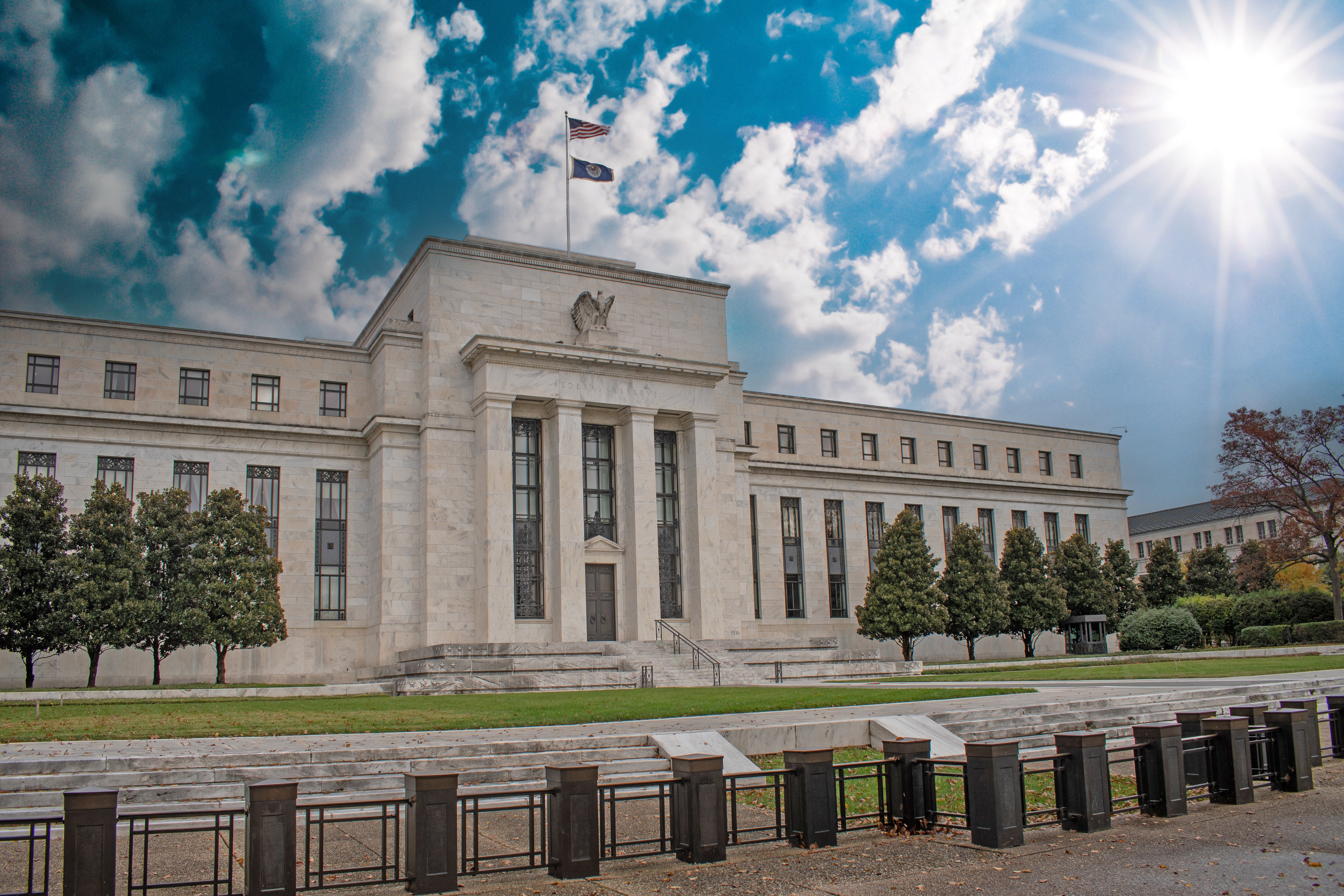 The Federal Reserve building on a sunny day