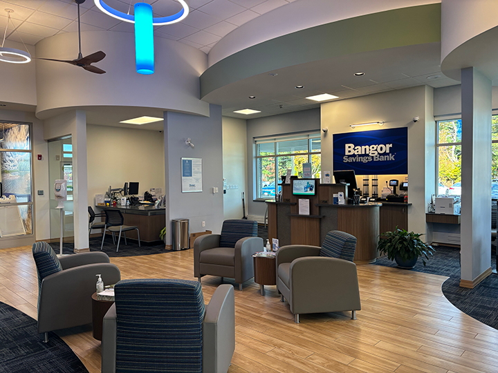 Lobby of Bangor Savings Bank in Windham, Maine