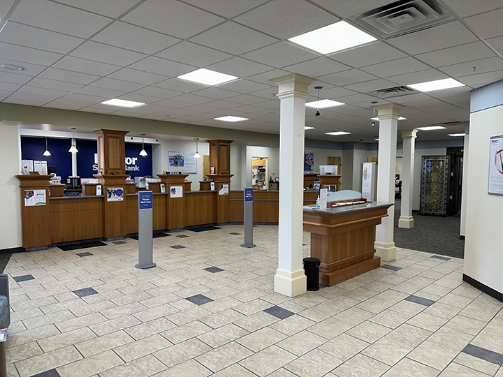 Lobby of Bangor Savings Bank in Rumford, ME
