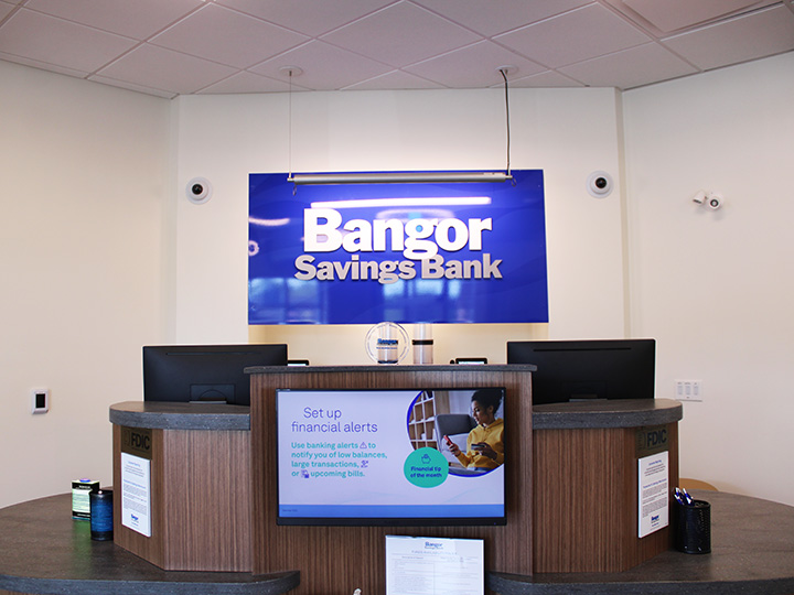 Teller station at Bangor Savings Bank