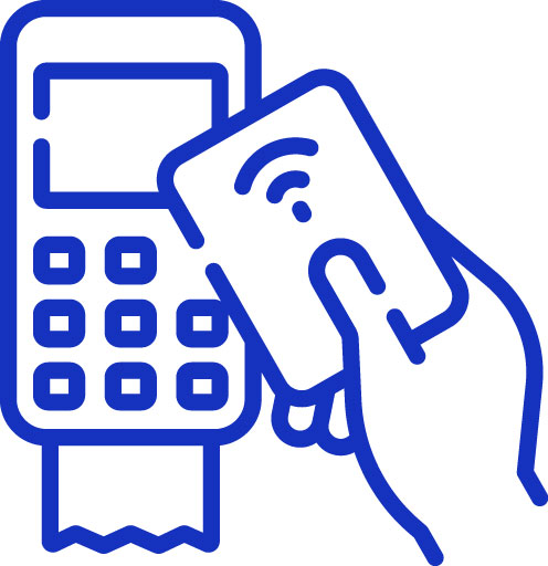 customer tapping card at store terminal