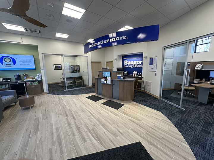Lobby of Bangor Savings Bank in Kennebunk, Maine