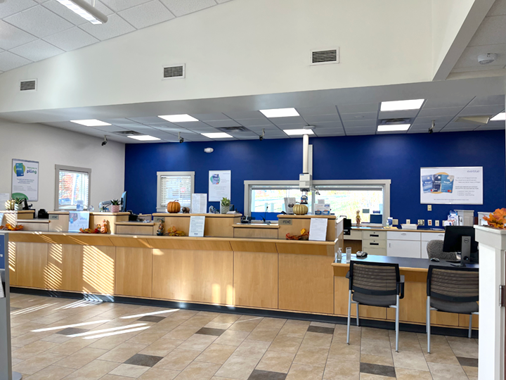 Lobby of Bangor Savings Bank in Greenville, Maine