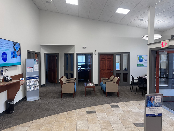 Waiting area in the Skowhegan branch of Bangor Savings Bank