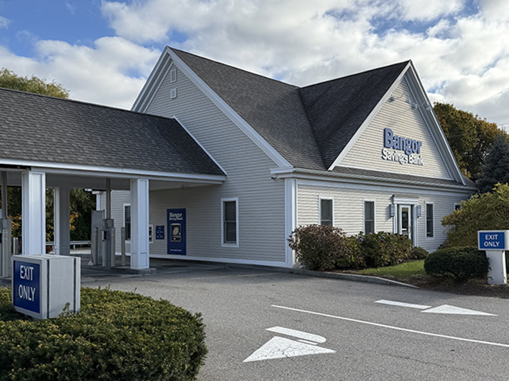 Drive up lane of Bangor Savings Bank in Rockland, Maine