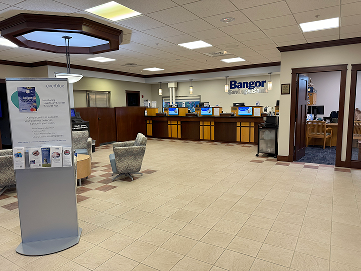 Lobby of Bangor Savings Bank in Damariscotta, Maine