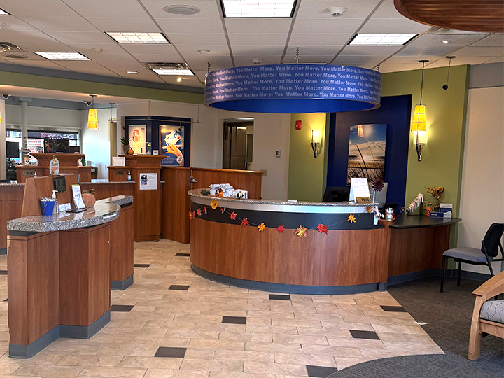 Lobby of Scarborough branch of Bangor Savings Bank