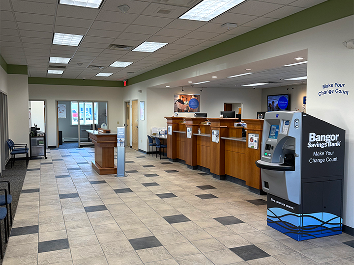 Lobby of Bangor Savings Bank in Ellsworth