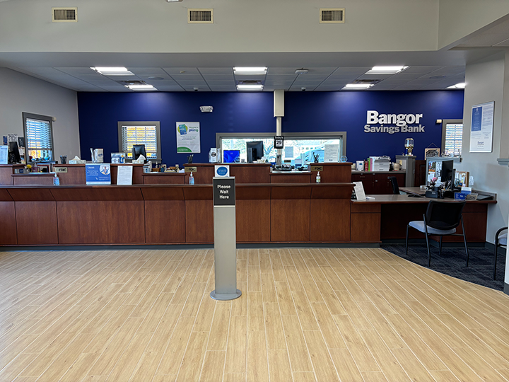 Lobby of Bangor Savings Bank in Cornish