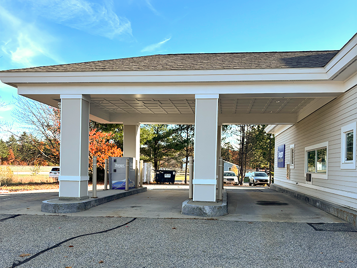 Drive-up lane at the Cornish, ME branch of Bangor Savings Bank