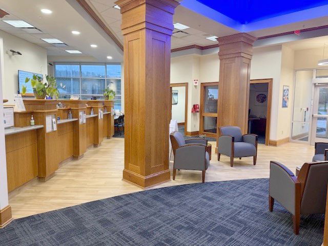 Lobby of Bangor Savings Bank in Falmouth, ME